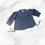 Load image into Gallery viewer, Puff Sleeve Button-Down Shirt with Tie Detail