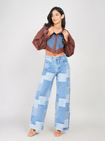 Load image into Gallery viewer, women casual brown cropped shirt top