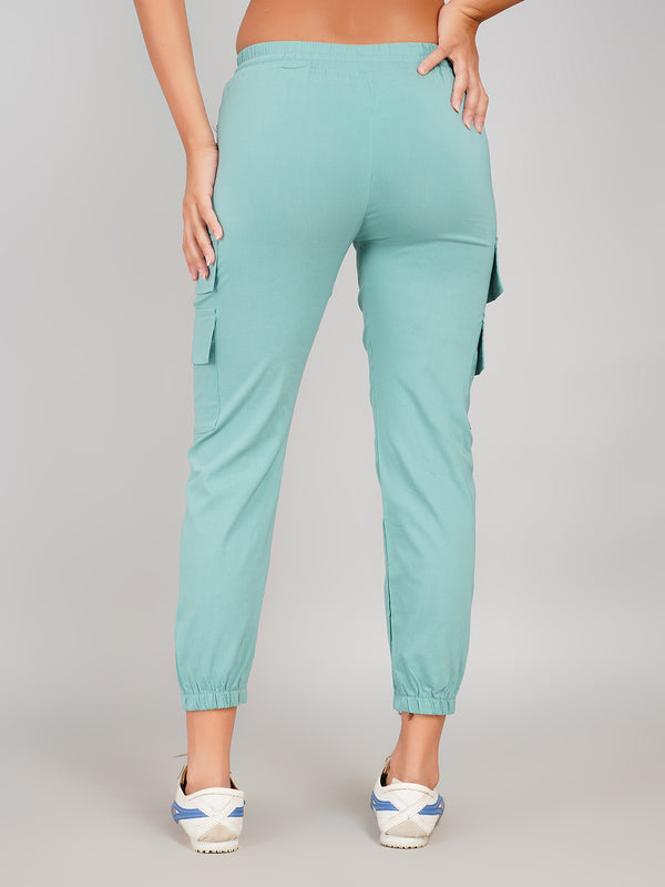 women casual mint green jogger trousers