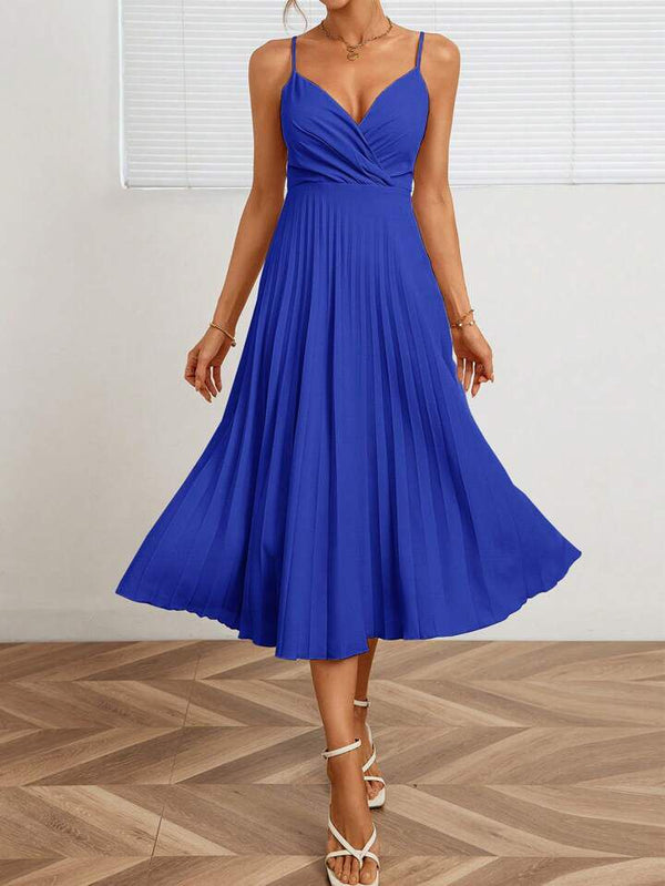 women elegant royal blue midi dress