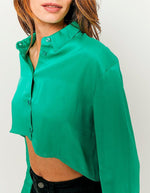 Load image into Gallery viewer, women stylish green crop shirt casual wear