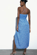 Load image into Gallery viewer, women trendy blue slit dress party wear