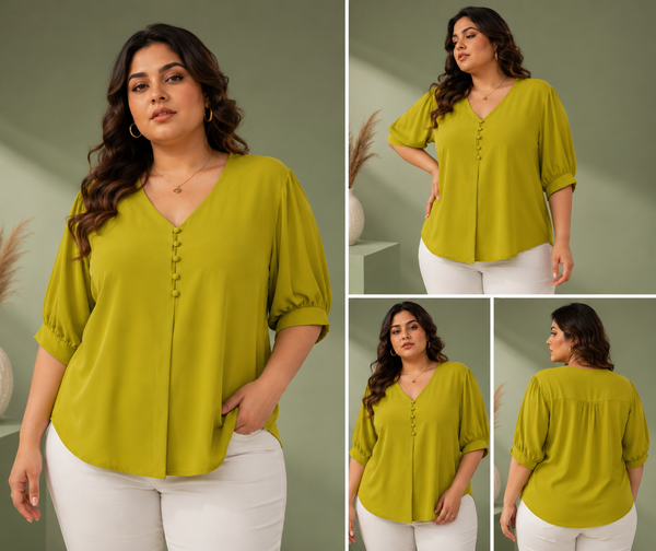 2XL Top Mustard Green Online at PRAVtown