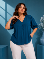 Load image into Gallery viewer, 2XL Top for Women Deep Teal Blue Online at PRAVtown
