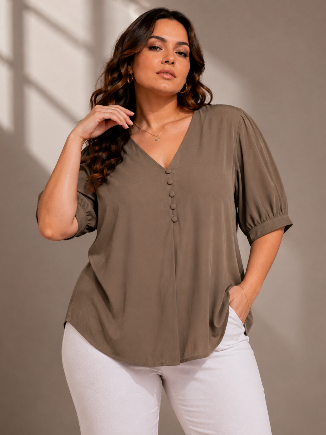 2xl Top Women in Coffee Shade - PRAVtown