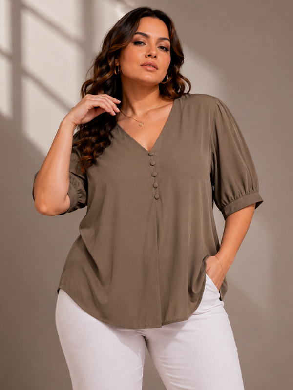 2xl Top Women in Coffee Shade - PRAVtown