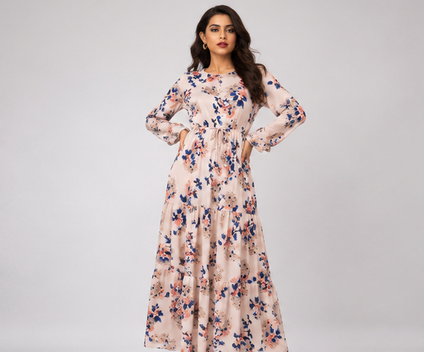 Blush Floral Maxi Dress for Women - PRAVtown