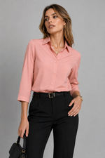 Load image into Gallery viewer, Button-Down Shirt for Women Dusty Rose - PRAVtown
