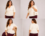 Load image into Gallery viewer, Button-Front Peplum Top for Women Online - PRAVtown

