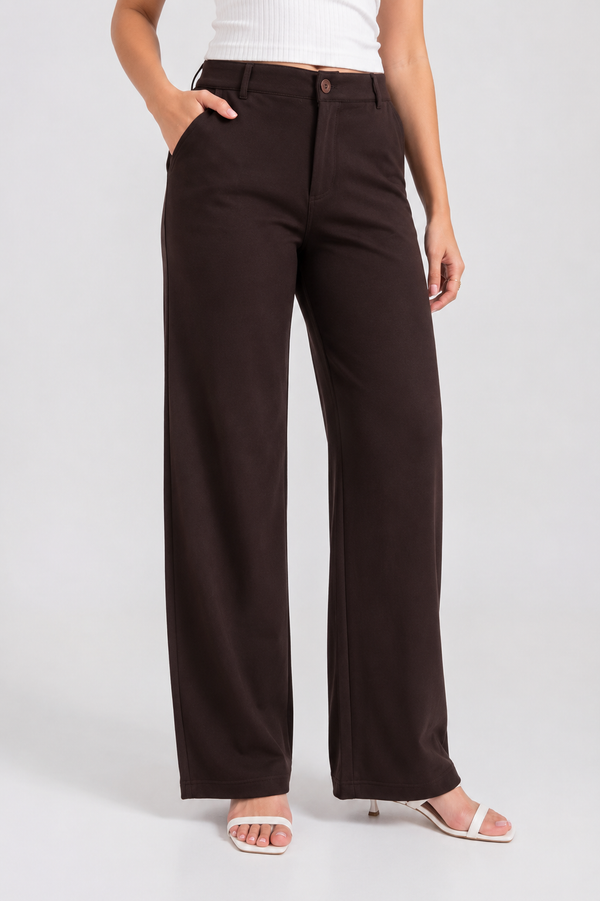 Buy Stretchable High-Waist Wide Leg Formal Pants for Women Online - PRAVtown