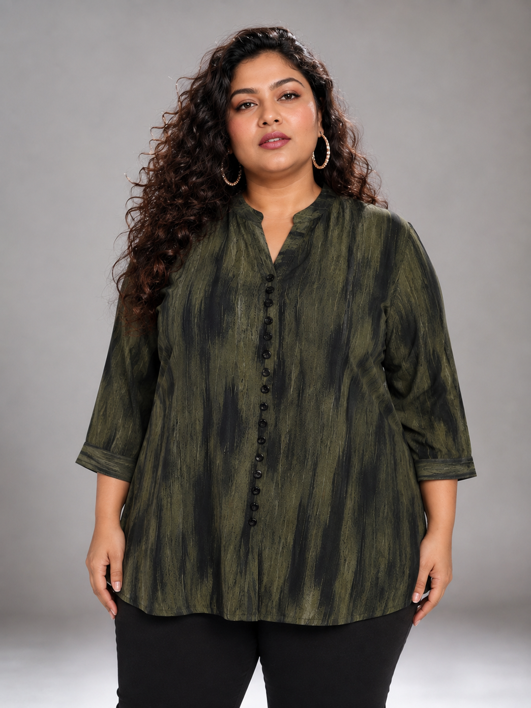 5XL Plus Size Relaxed Fit Abstract Printed Top