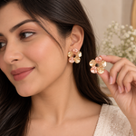 Load image into Gallery viewer, Dual-Tone Lotus Earrings with Sculpted Petals Anti Tarnish
