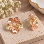 Load image into Gallery viewer, Dual-Tone Lotus Earrings with Sculpted Petals Anti Tarnish

