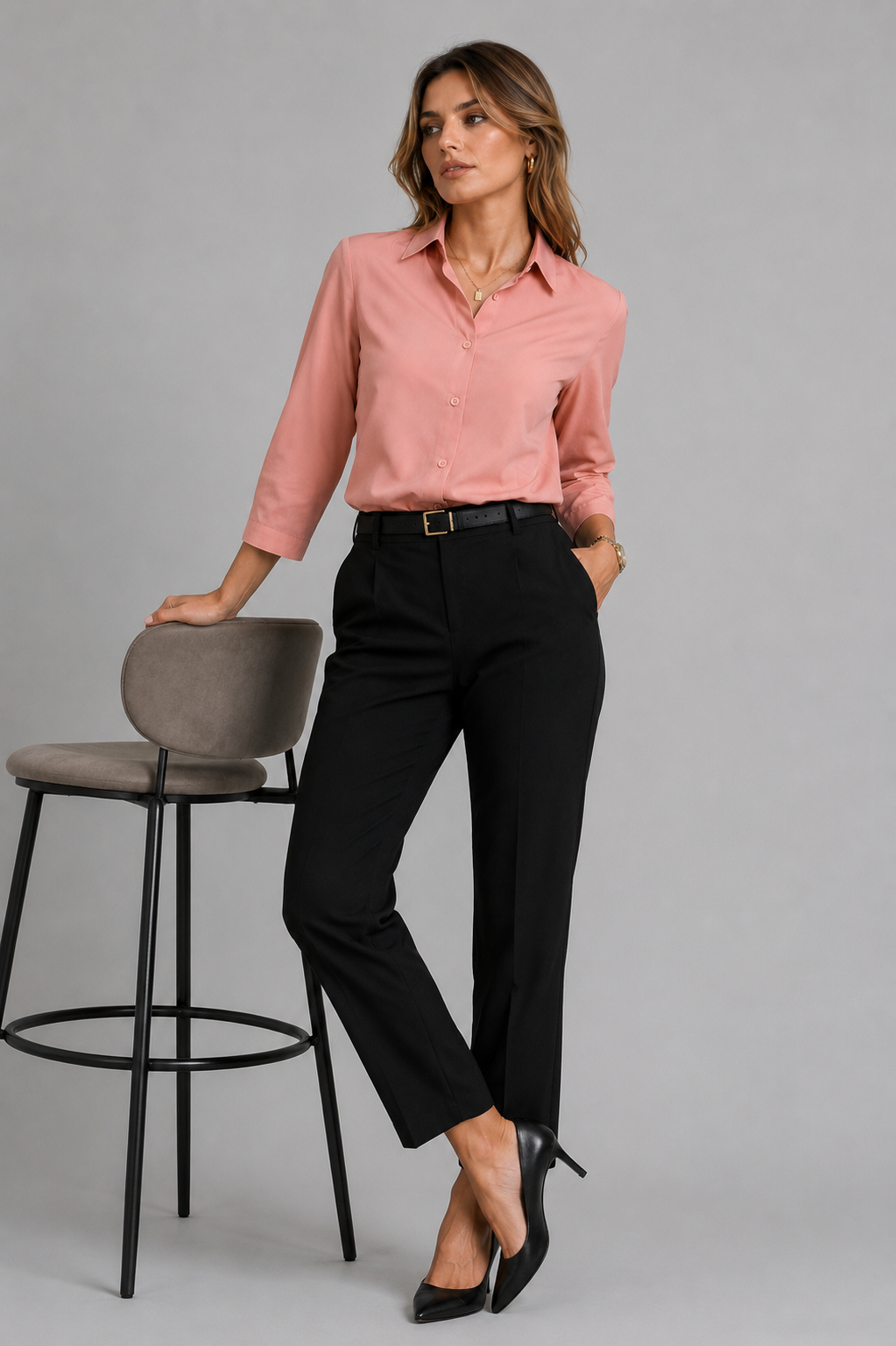 Dusty Rose Office Wear Shirt for Women with Smart Collared - PRAVtown