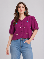 Load image into Gallery viewer, Floral Embroidery Crop Top - PRAVtown
