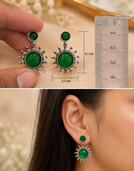 Load image into Gallery viewer, Green Stone Oxidised Statement Earrings
