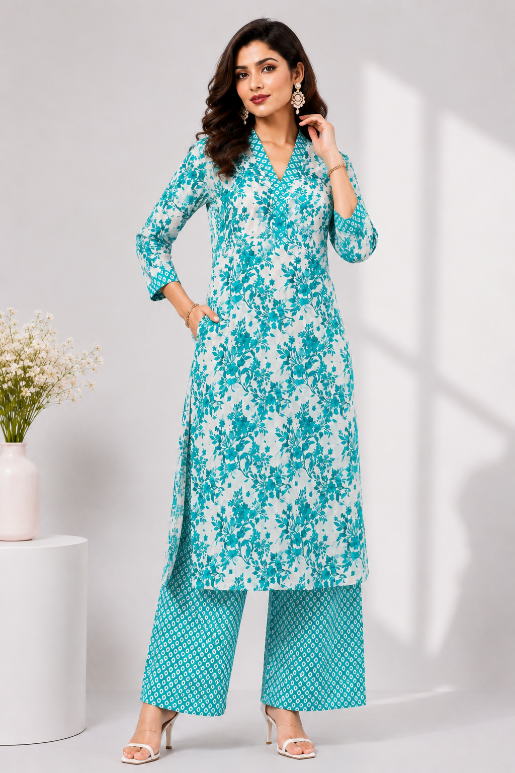 Long A-Line Kurta And Palazzo CoOrd Set - PRAVtown