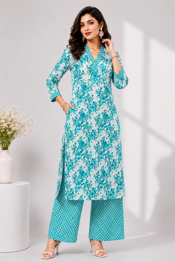 Long A-Line Kurta And Palazzo CoOrd Set - PRAVtown