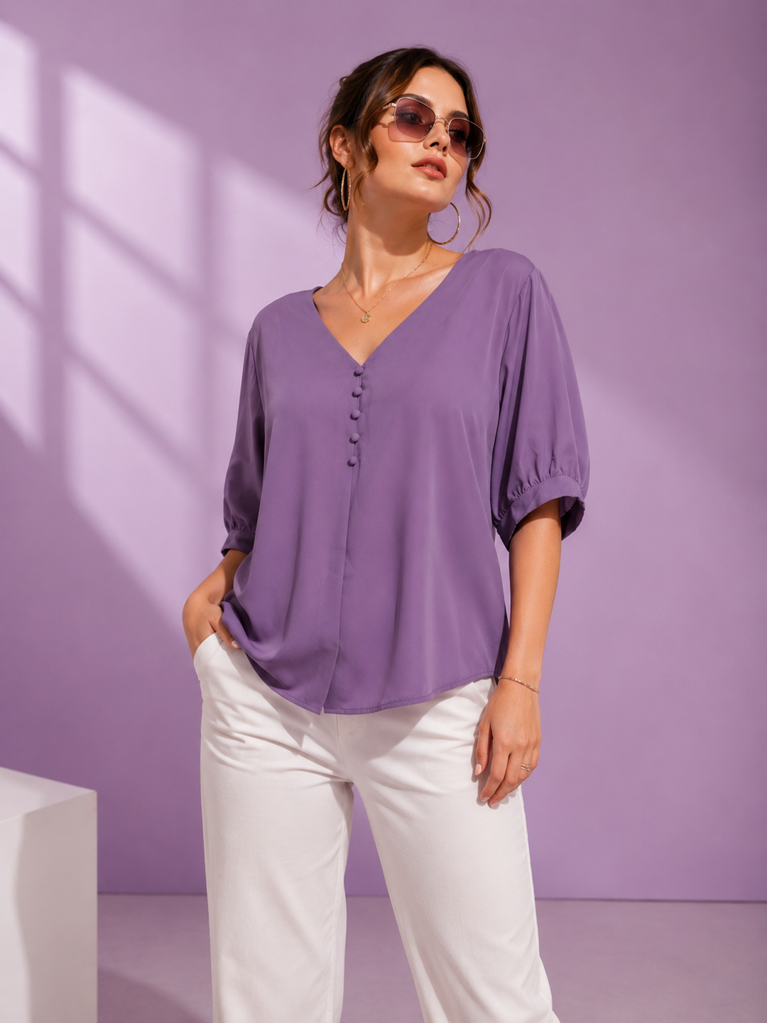 Plus Size Lavender Top (2XL) for women at PRAVtown