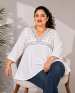 Load image into Gallery viewer, Plus Size White Top Empire A Line
