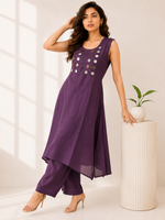 Load image into Gallery viewer, Purple Long A-Line Co-Ord Set - PRAVtown
