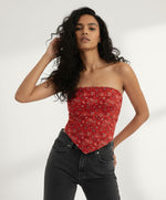 Load image into Gallery viewer, Red Bandana Tube Top - PRAVtown
