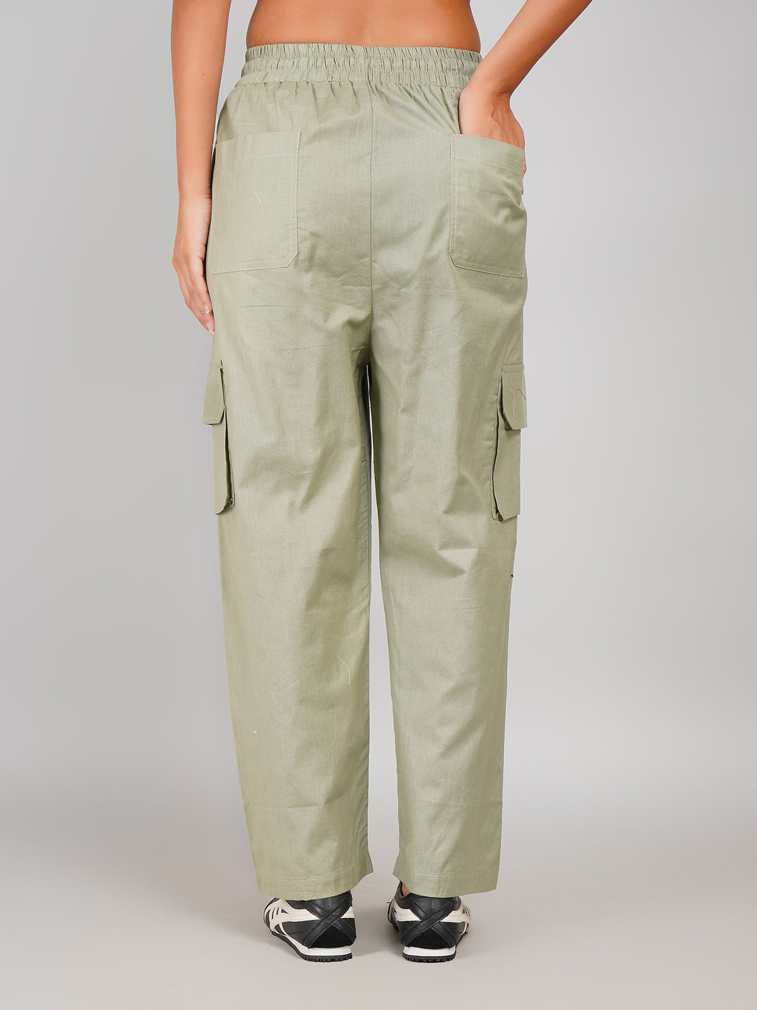 Elastic Waist Women’s Utility Cargo Pants (Light Olive Green)