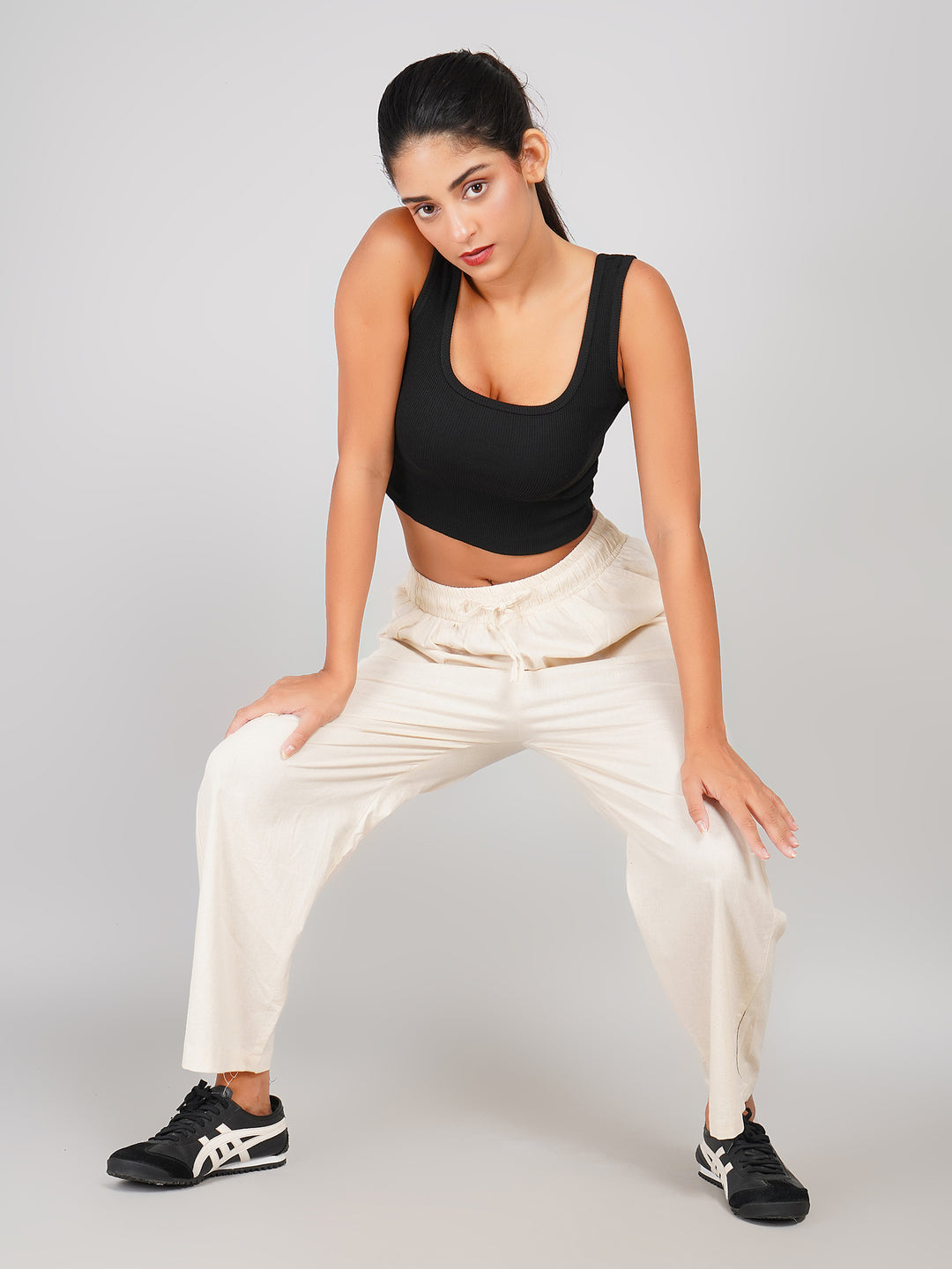 Cream Cotton Relaxed Fit Women’s Utility Cargo Pants