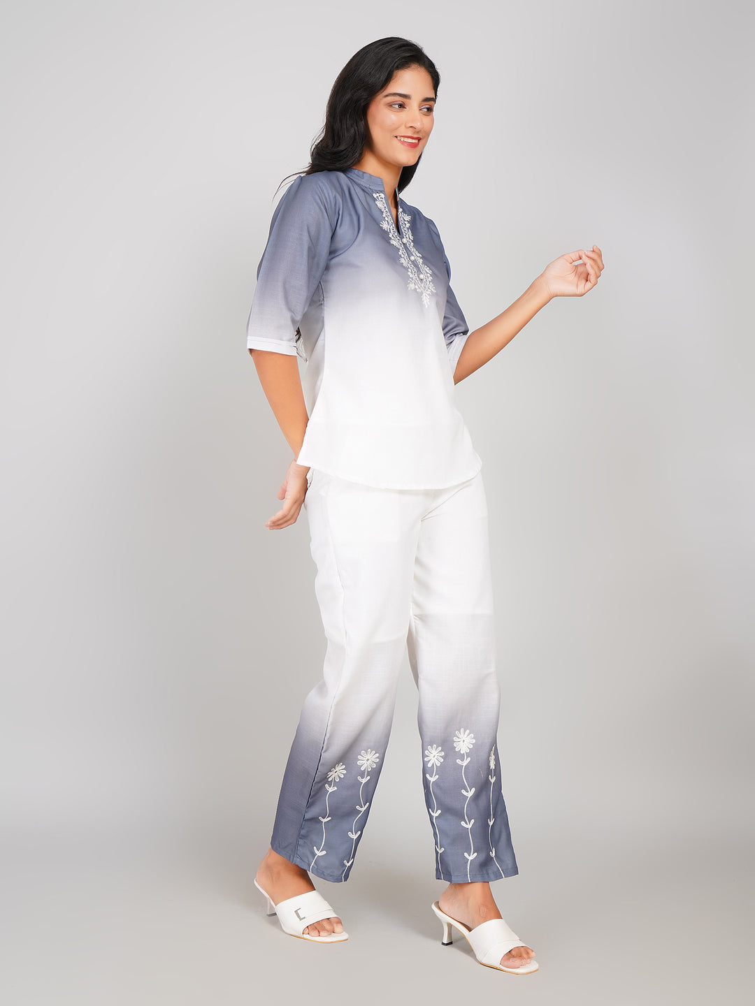 Ombre Double Shade Co-ord Set (Waterloo & Mauve White)