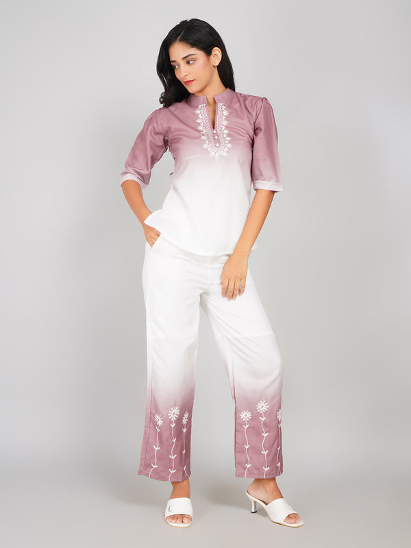 Ombre Double Shade Co-ord Set (Mauve White & Carey’s Pink)