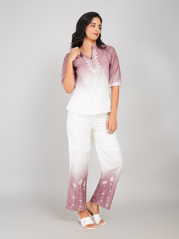 Ombre Double Shade Co-ord Set (Mauve White & Carey’s Pink)