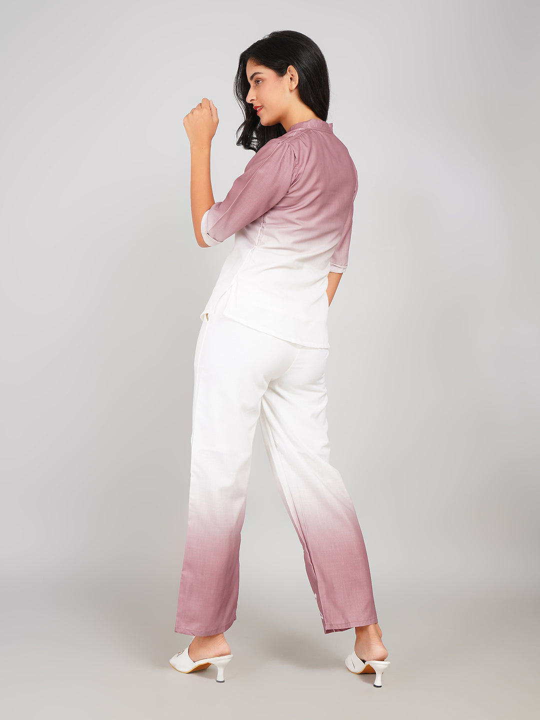 Ombre Double Shade Co-ord Set (Mauve White & Carey’s Pink)