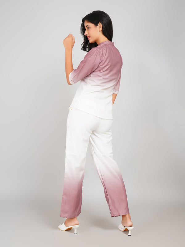Ombre Double Shade Co-ord Set (Mauve White & Carey’s Pink)