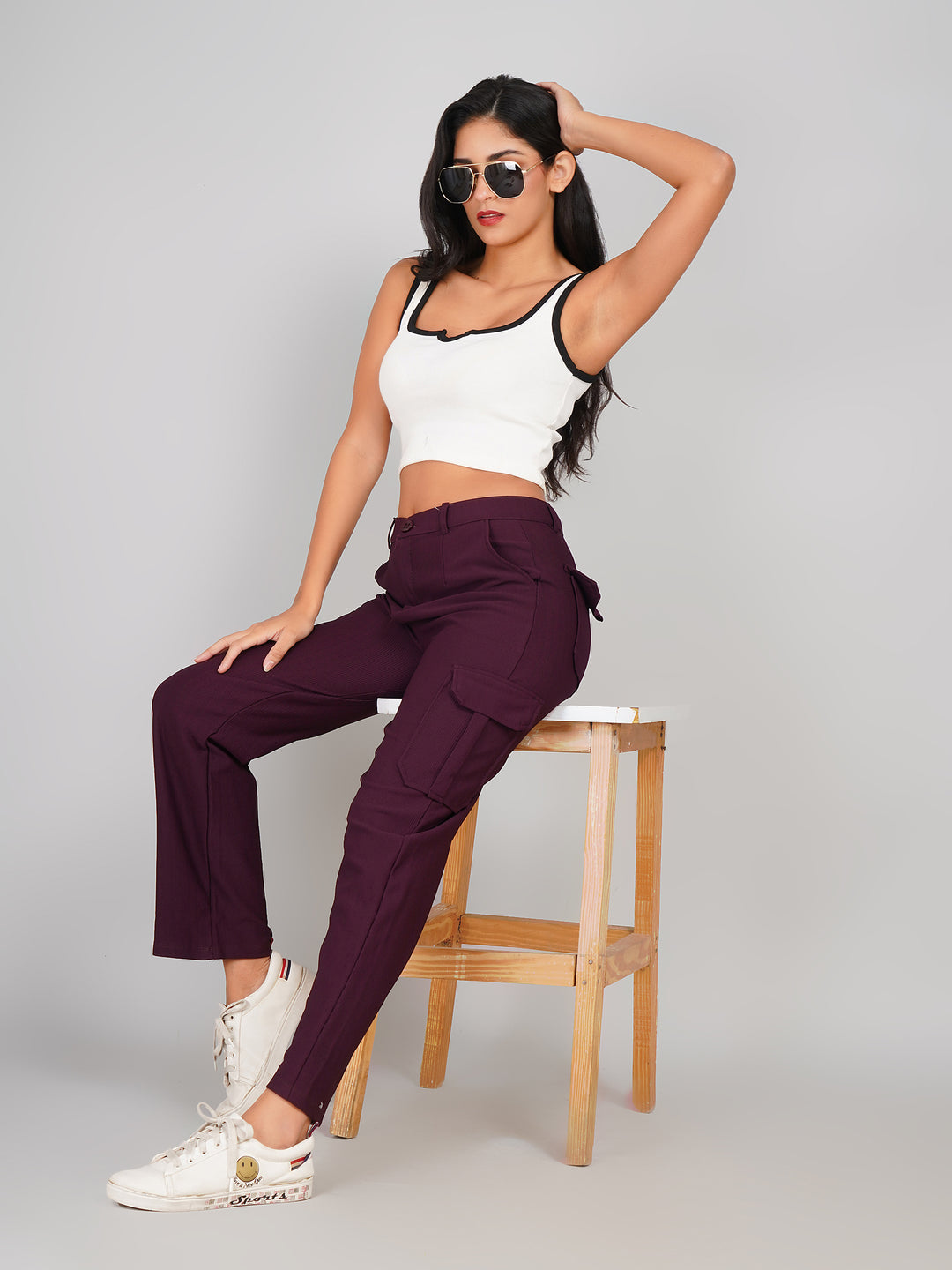 Casual Trouser Cargo Pants (Deep Wine)