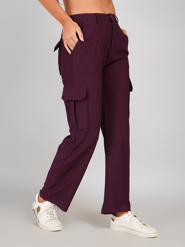 Casual Trouser Cargo Pants (Deep Wine)