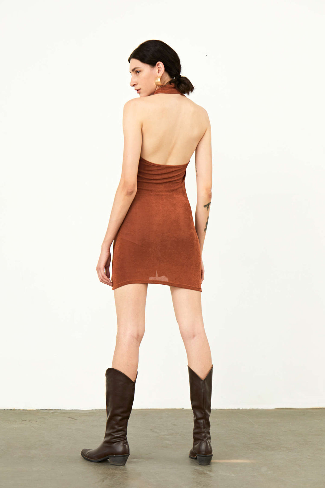Stylish brown bodycon mini dress for party and club wear