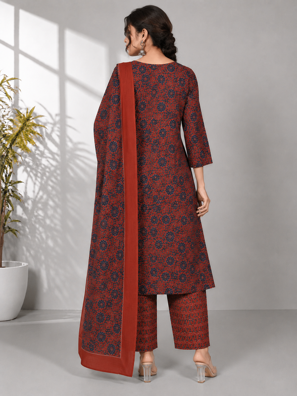 Women's Floral Kurta Pant Set with Dupatta - PRAVtown