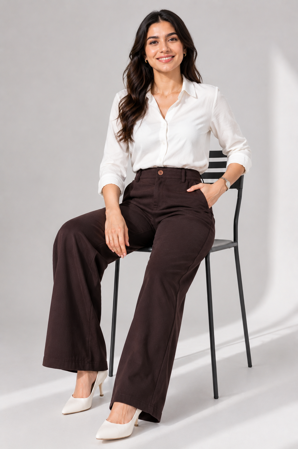Women's Stretchable High-Waist Wide Leg Formal Pants - PRAVtown