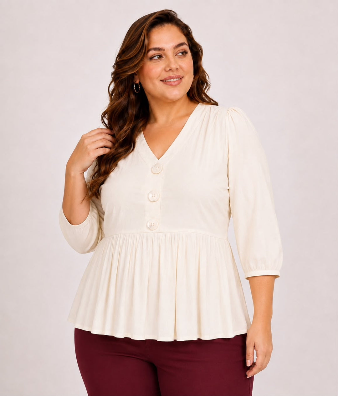 Women's V-Neck Peplum Top - PRAVtownge2026-08-09at2.12.44PM