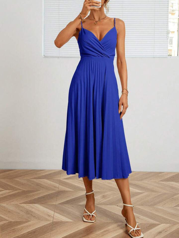 women elegant royal blue midi dress