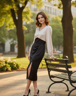 Load image into Gallery viewer, stylish black white pencil midi dress women
