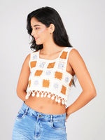 Load image into Gallery viewer, stylish printed crochet crop top women
