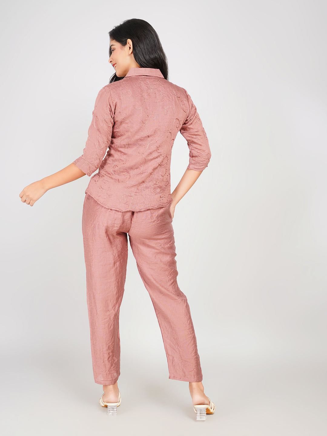 trendy mauve top and pant set women