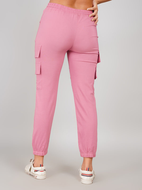women casual pink jogger trousers