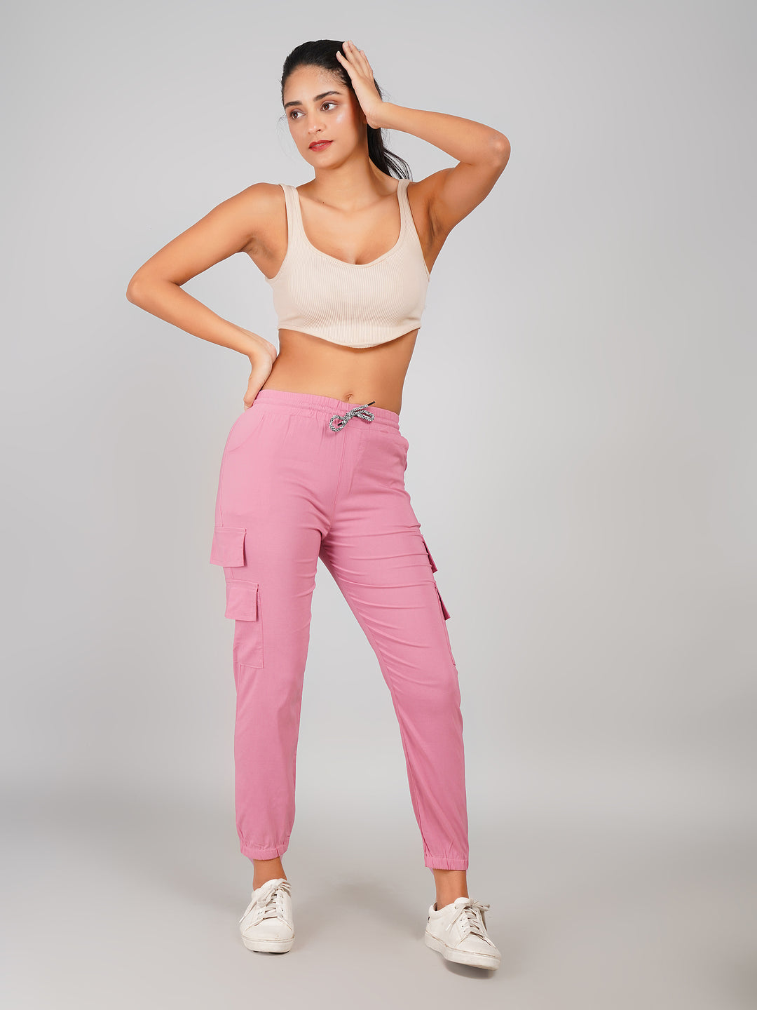 women high waist pink joggers