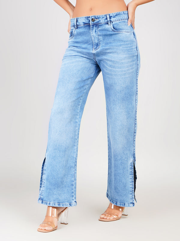 women high waist wide leg denim jeans